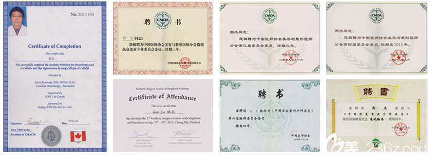 深圳美萊郭杰院長榮譽證書與聘書 深圳美萊郭杰院長榮譽證書與聘書