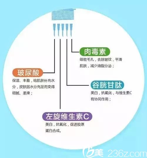不僅僅是玻尿酸一種成分，還可以添加瘦臉除皺、維C等