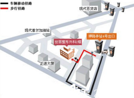 世麗整形外科醫(yī)院到訪(fǎng)路線(xiàn)圖