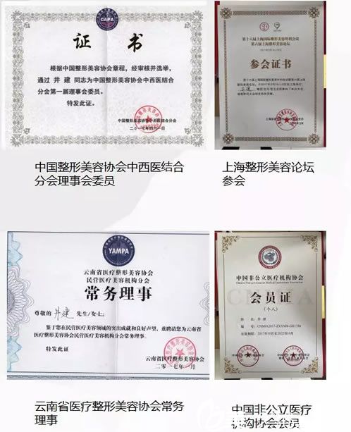 昆明吳氏嘉美井建院長榮譽證書