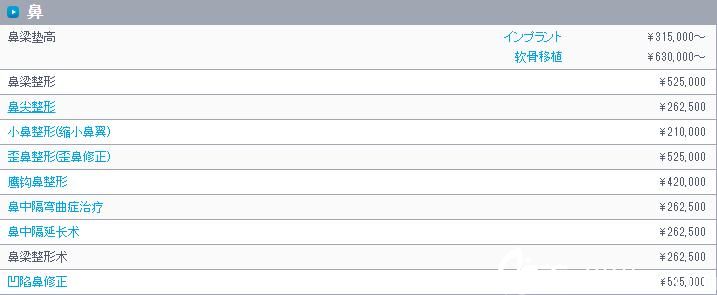鼻部整形價位表 鼻部整形價位表