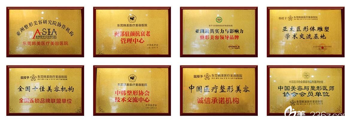 東莞韓美整形醫(yī)院獲得榮譽(yù)資質(zhì)
