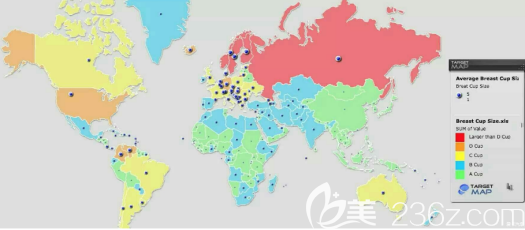 全世界乳房罩杯分布圖