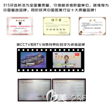 北京紫潔醫(yī)美部分榮譽(yù)證書