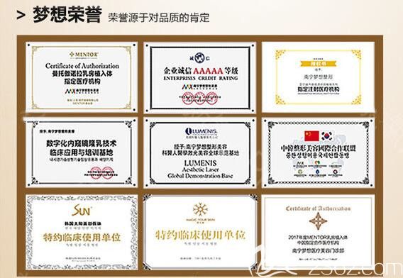 南寧夢(mèng)想整形醫(yī)院部分榮譽(yù)證書圖 南寧夢(mèng)想整形醫(yī)院部分榮譽(yù)證書圖