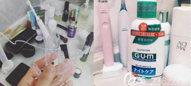 做牙齒矯正所用到的電動(dòng)牙刷和漱口水等裝備