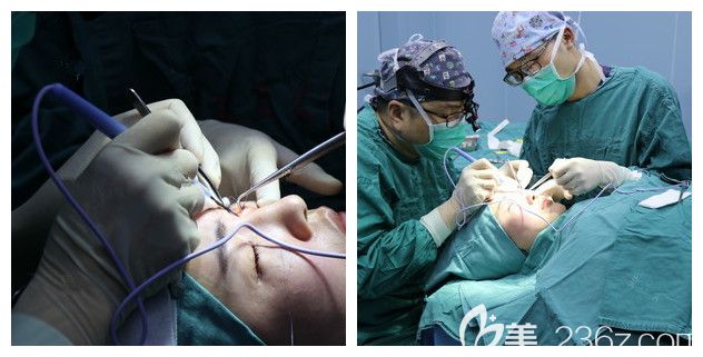 南京華韓奇致裴炳萬醫(yī)生做外切去眼袋手術(shù)中