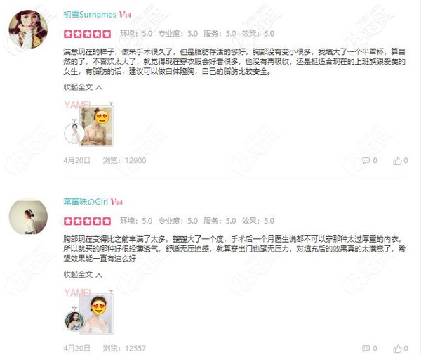 找肖院長做自體脂肪豐胸的顧客評價