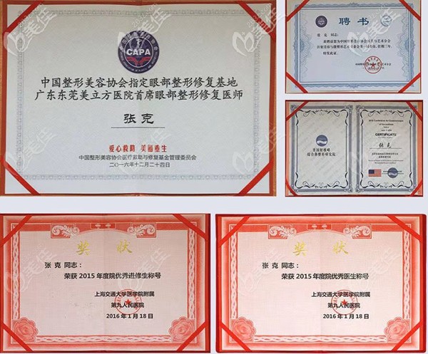 張克醫(yī)生個人榮譽