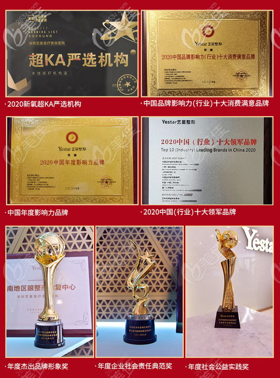 深圳yestar藝星整形榮譽證書 深圳yestar藝星整形榮譽證書