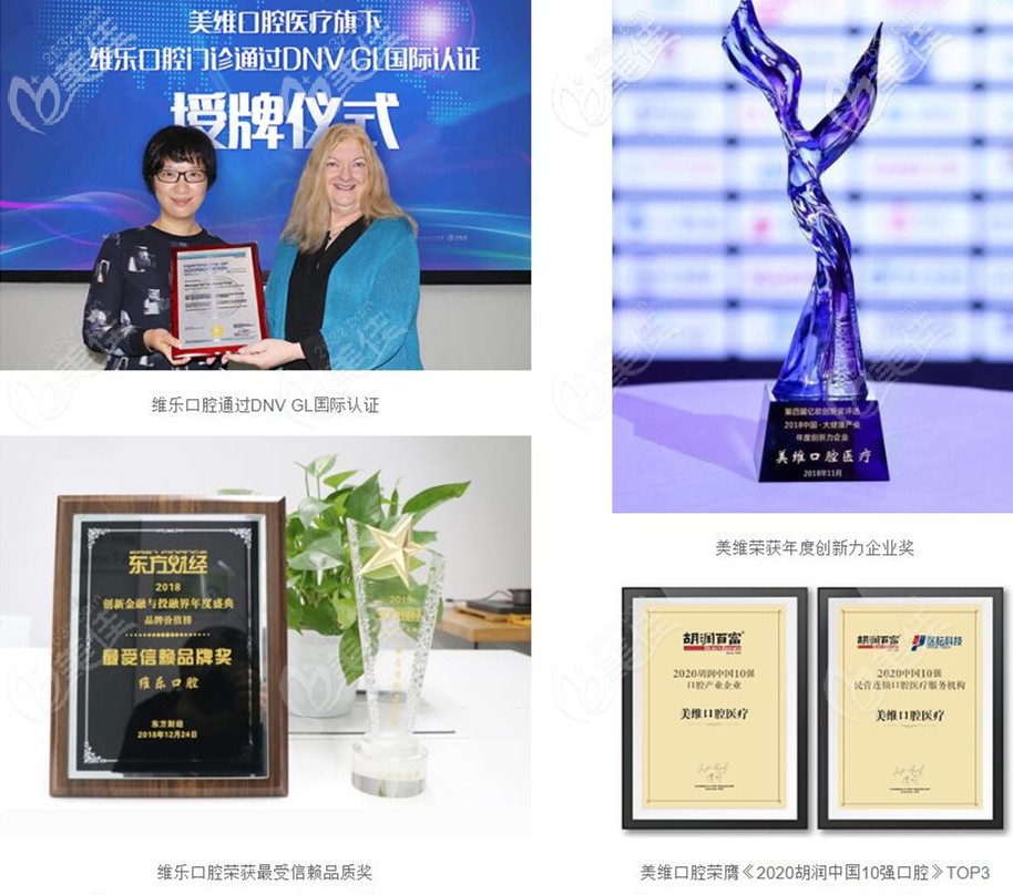 維樂口腔所榮獲的諸多榮譽(yù)