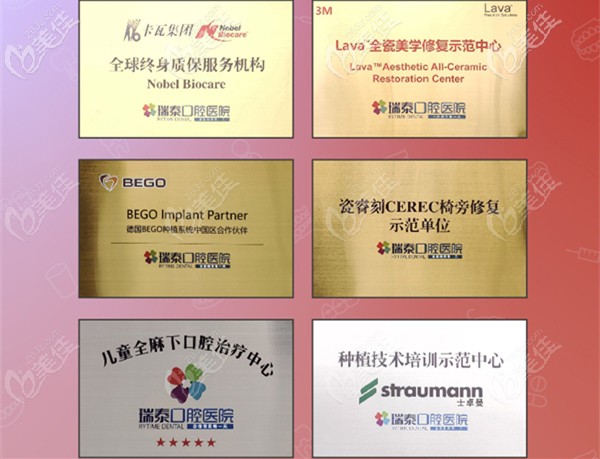 所用齒科材料的部分合作單位證書 所用齒科材料的部分合作單位證書