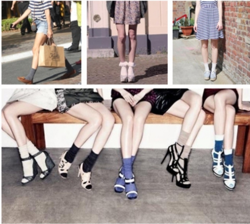 秋季襪子正流行 大膽嘗試短襪配涼鞋